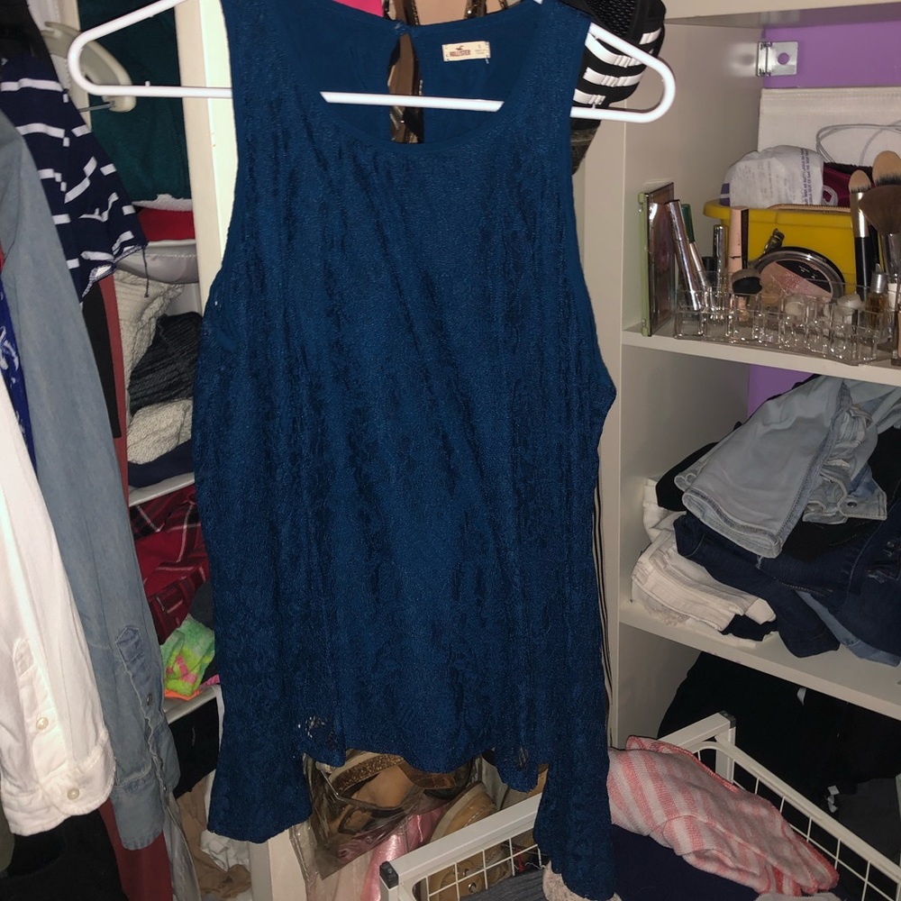 Lace open shoulder long sleeve shirt  hollister